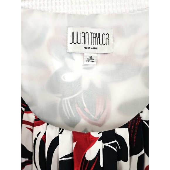 JULIAN TAYLOR ~Woman Size 12~ Black/Red Sleeveless Empire Waist Dress Belted. - Picture 2 of 9